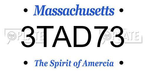 3TAD73 Massachusetts License Plate