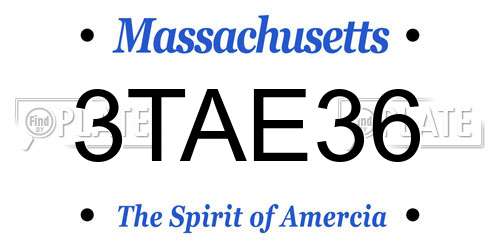 3TAE36 Massachusetts License Plate
