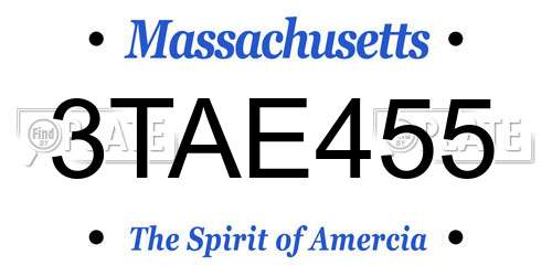 3TAE455 Massachusetts License Plate