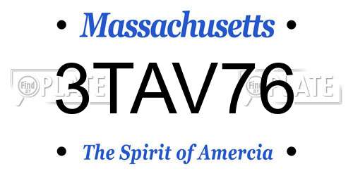 3TAV76 Massachusetts License Plate