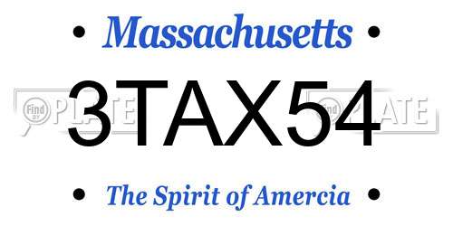 3TAX54 Massachusetts License Plate