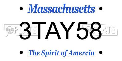 3TAY58 Massachusetts License Plate