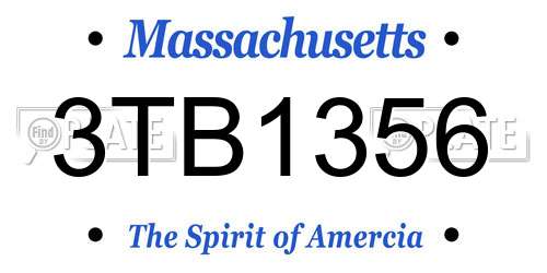 3TB1356 Massachusetts License Plate