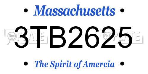 3TB2625 Massachusetts License Plate