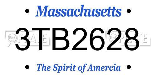 3TB2628 Massachusetts License Plate