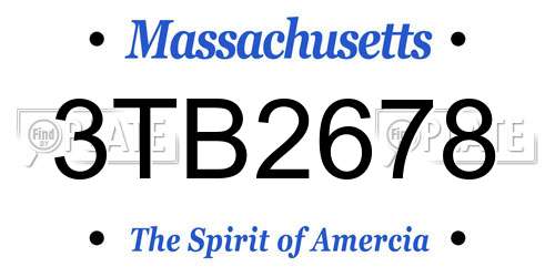 3TB2678 Massachusetts License Plate