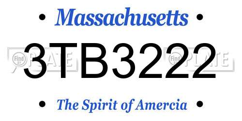 3TB3222 Massachusetts License Plate