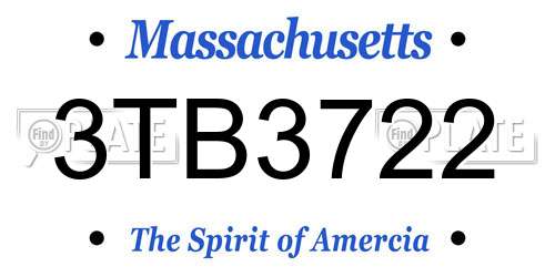3TB3722 Massachusetts License Plate