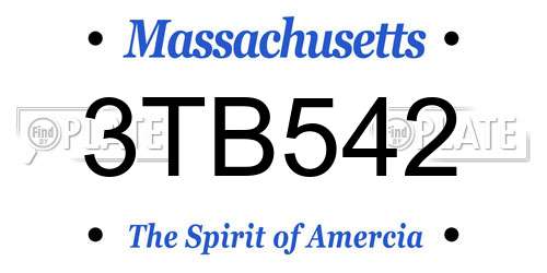 3TB542 Massachusetts License Plate