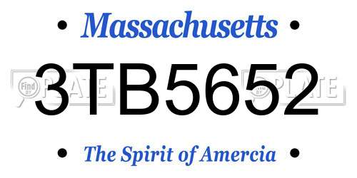 3TB5652 Massachusetts License Plate
