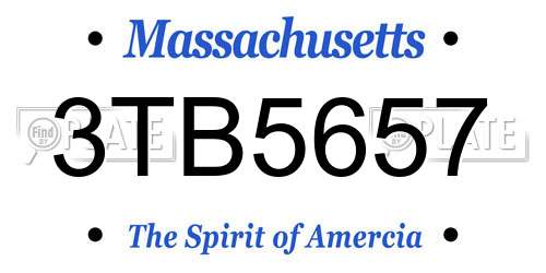 3TB5657 Massachusetts License Plate