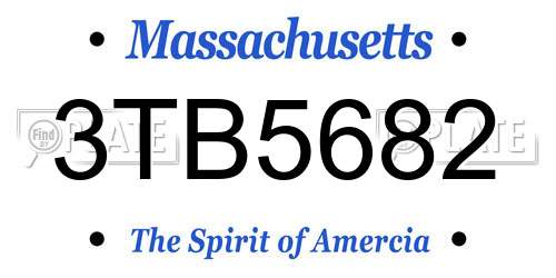 3TB5682 Massachusetts License Plate