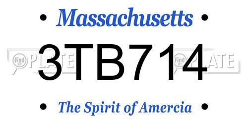3TB714 Massachusetts License Plate