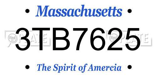 3TB7625 Massachusetts License Plate