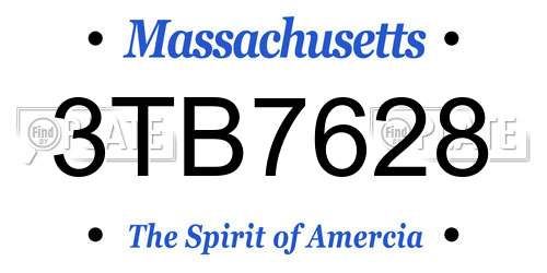 3TB7628 Massachusetts License Plate