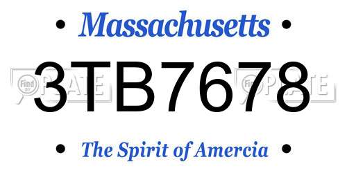3TB7678 Massachusetts License Plate