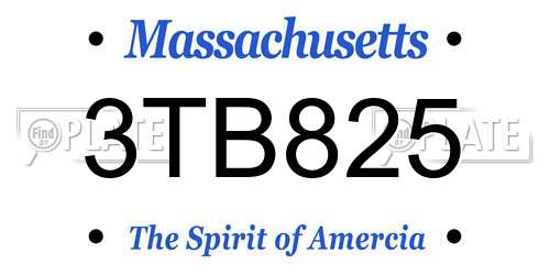 3TB825 Massachusetts License Plate