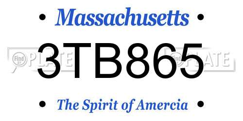 3TB865 Massachusetts License Plate