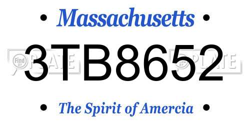 3TB8652 Massachusetts License Plate