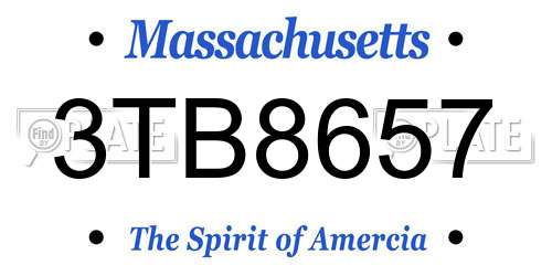 3TB8657 Massachusetts License Plate