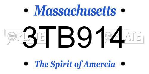3TB914 Massachusetts License Plate