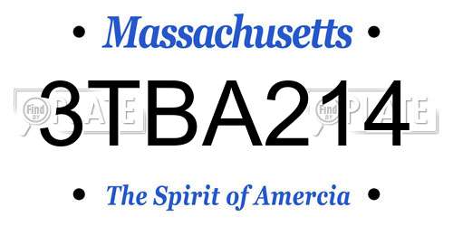 3TBA214 Massachusetts License Plate