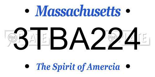 3TBA224 Massachusetts License Plate