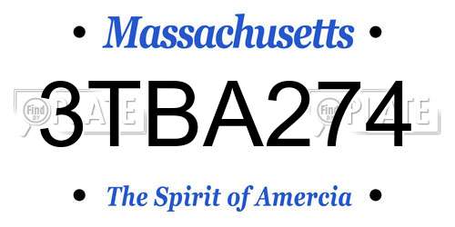 3TBA274 Massachusetts License Plate