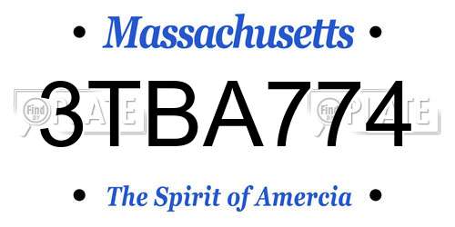 3TBA774 Massachusetts License Plate