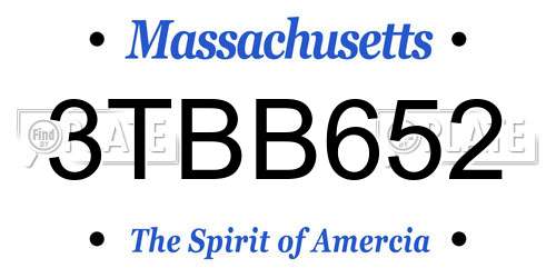 3TBB652 Massachusetts License Plate