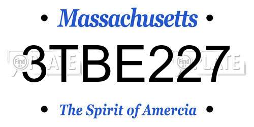 3TBE227 Massachusetts License Plate