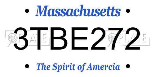 3TBE272 Massachusetts License Plate