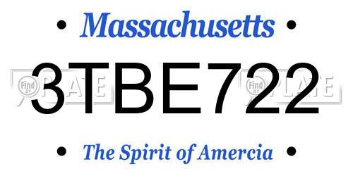 3TBE722 Massachusetts License Plate