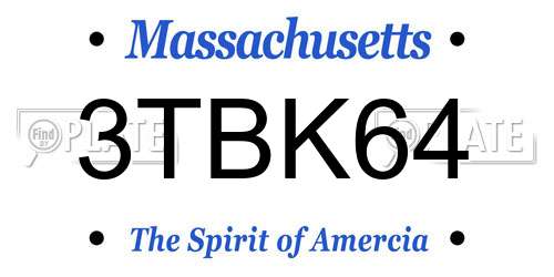 3TBK64 Massachusetts License Plate