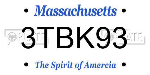 3TBK93 Massachusetts License Plate