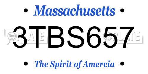 3TBS657 Massachusetts License Plate
