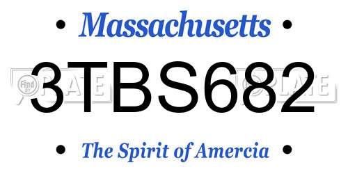 3TBS682 Massachusetts License Plate