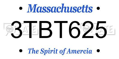 3TBT625 Massachusetts License Plate
