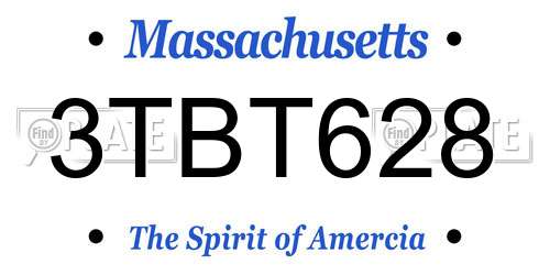 3TBT628 Massachusetts License Plate