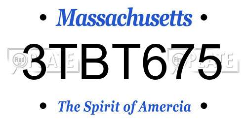 3TBT675 Massachusetts License Plate