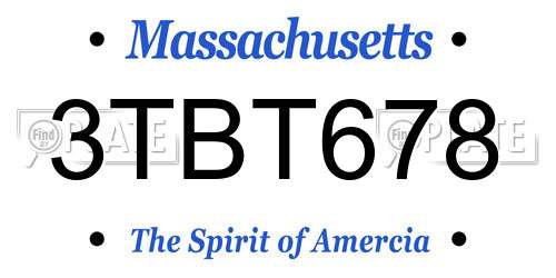 3TBT678 Massachusetts License Plate