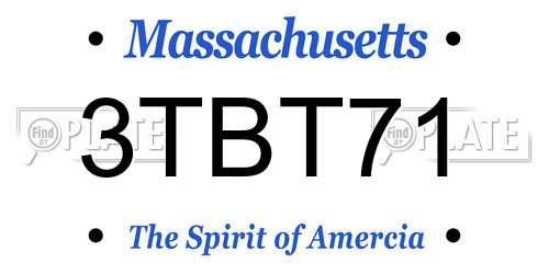 3TBT71 Massachusetts License Plate