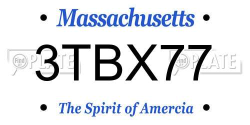 3TBX77 Massachusetts License Plate