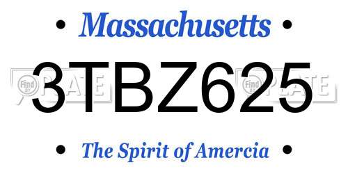 3TBZ625 Massachusetts License Plate
