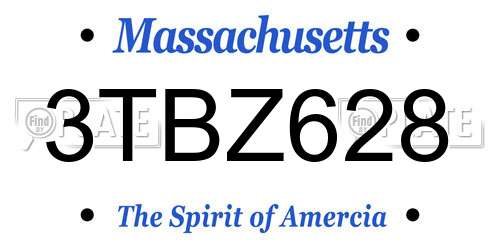 3TBZ628 Massachusetts License Plate