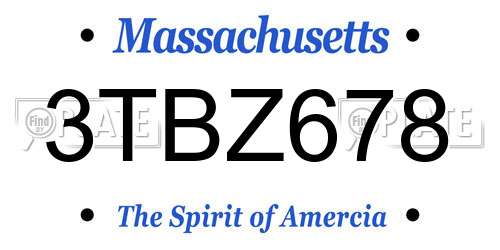 3TBZ678 Massachusetts License Plate