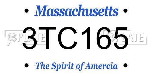 3TC165 Massachusetts License Plate