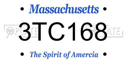 3TC168 Massachusetts License Plate