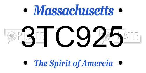 3TC925 Massachusetts License Plate
