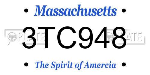 3TC948 Massachusetts License Plate